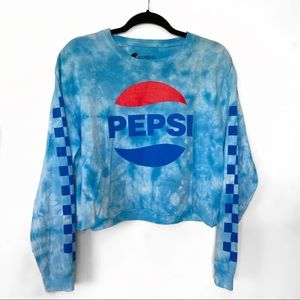 Pepsi Tye Dye Long Sleeve Crop Top